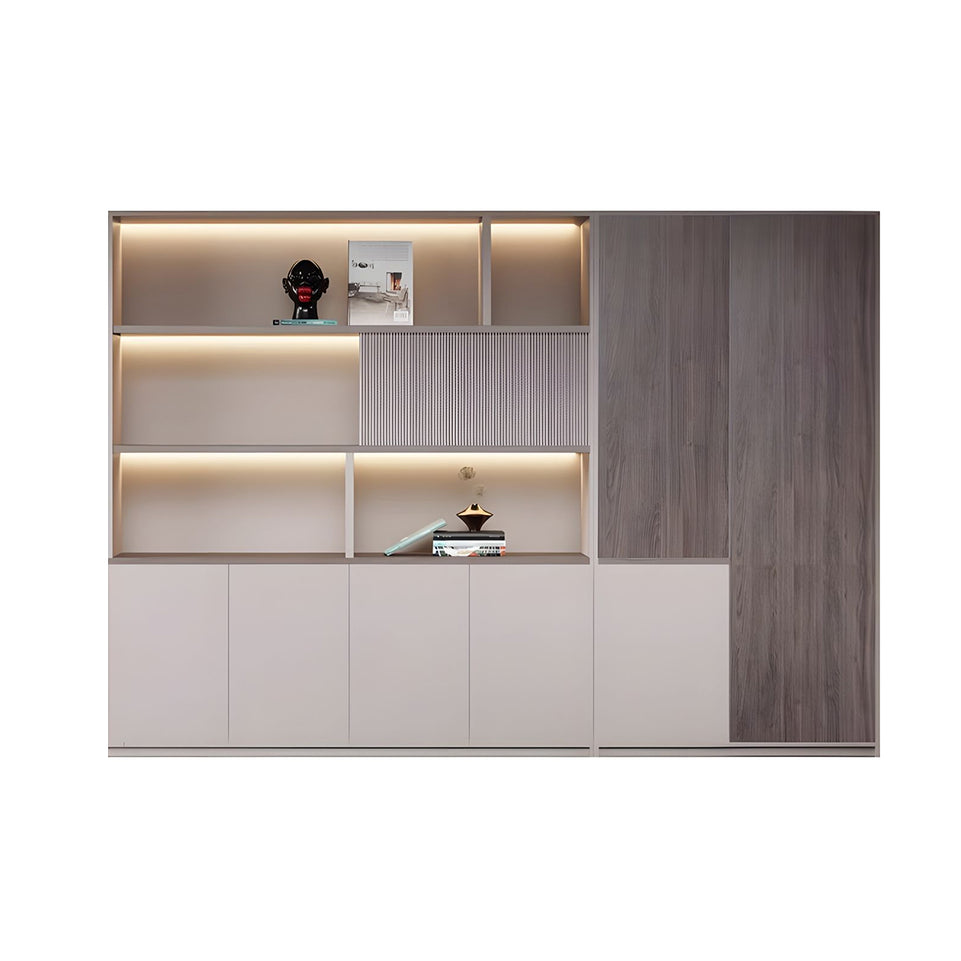 Premium Executive Office Wooden Cabinet with Shelves, Lockable Compartments, and Sliding Doors for Workplace Organization WJG-2182