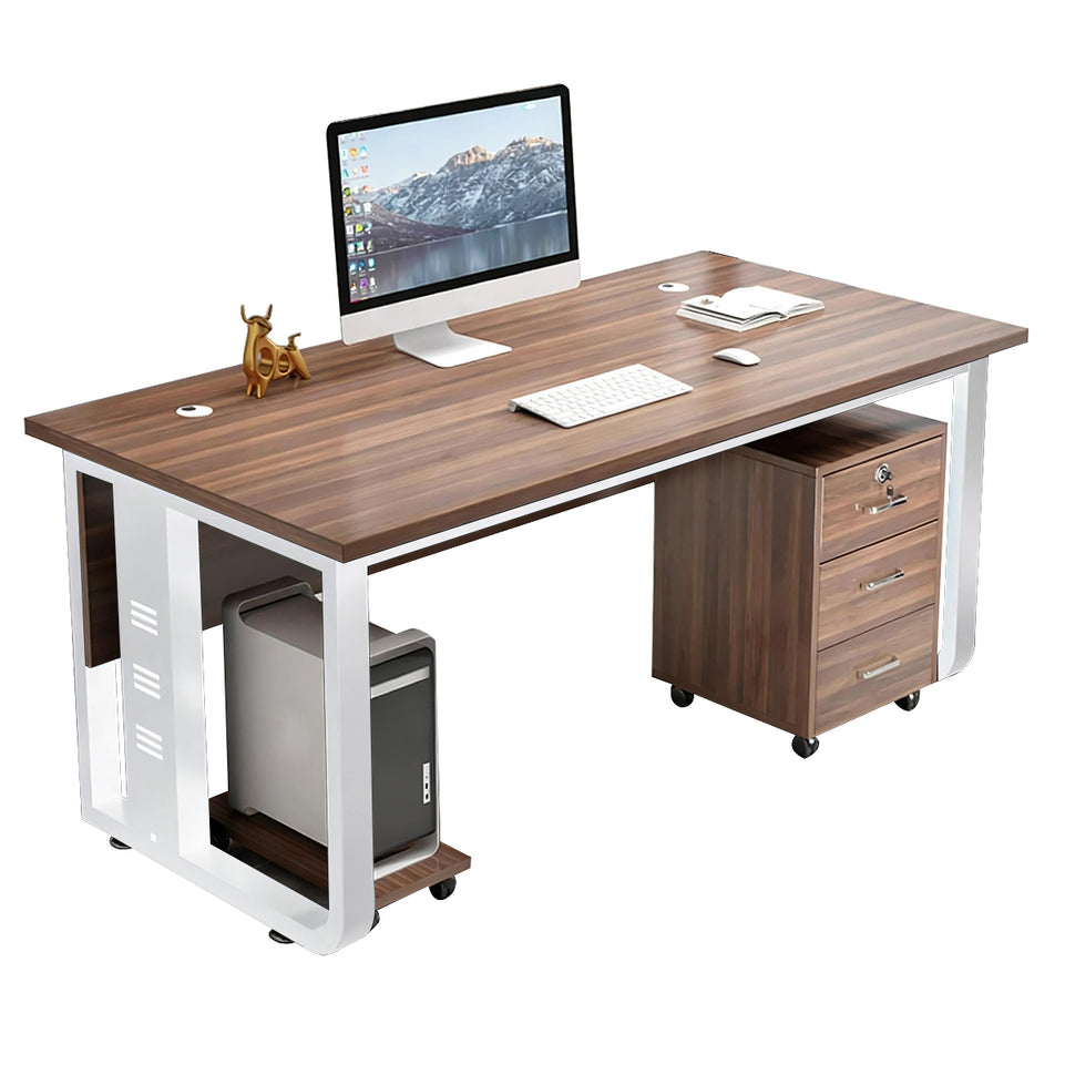 Office desk simple modern computer Boss Desk With Chest Of Drawers LBZ-10142