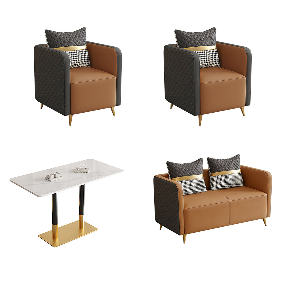 Premium Luxurious Faux Leather Sofa Set for Coffee Shops and Reception Areas JDZH-2079
