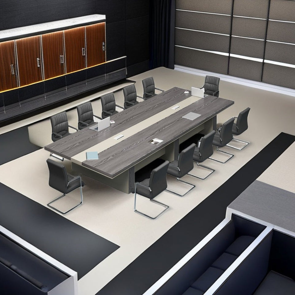 Color-Blocked Conference Table with Cable Management for Meeting Rooms HYZ-1025
