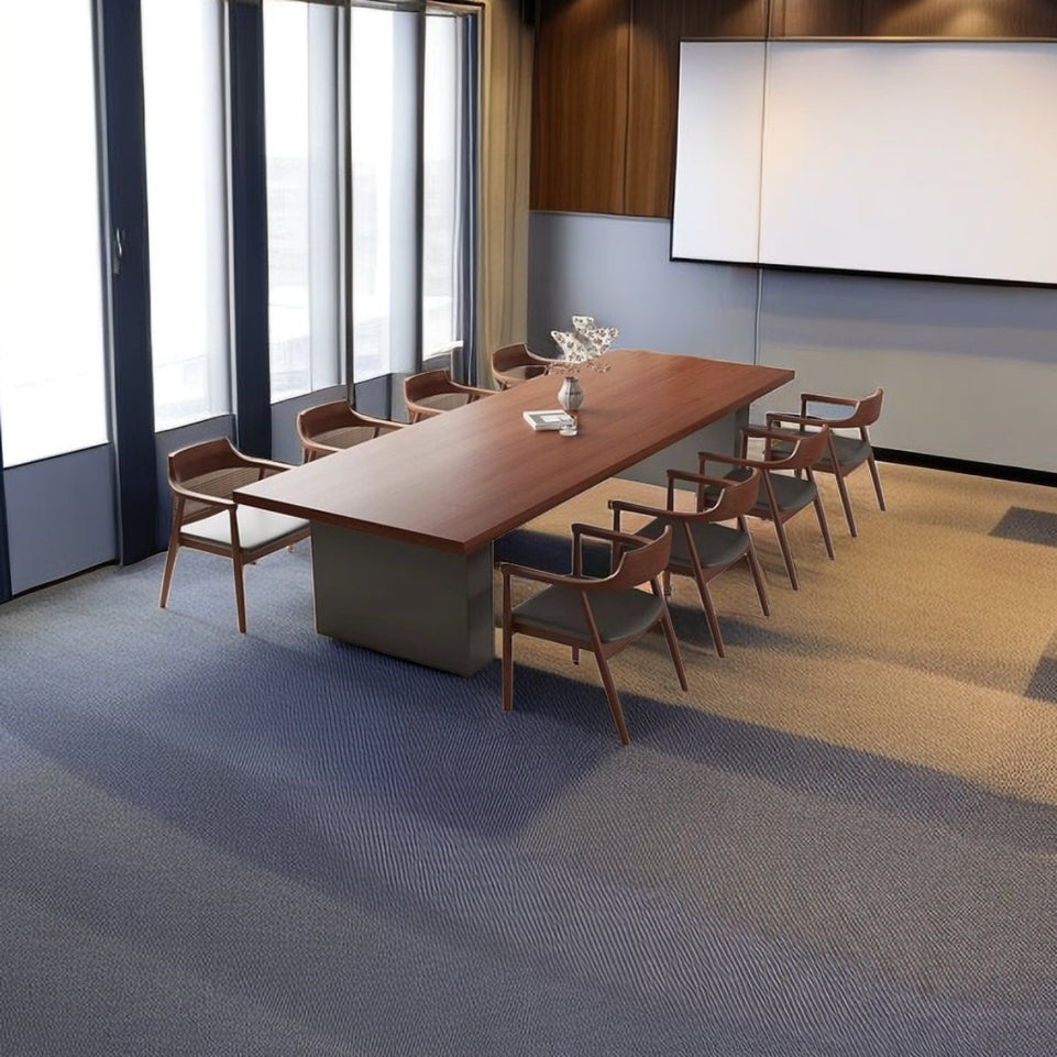 Team Boardroom Table Furniture Stylish Furniture Conference Table Quality Thick Panel Sturdy Wood Grain Rectangular Wide HYZ-1028