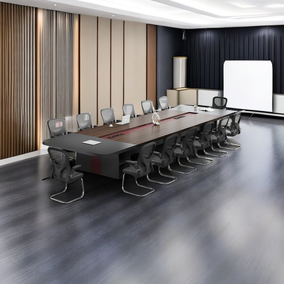 Office Desk Premium Rectangular Conference Meeting Table for Office with Wiring Holes Sturdy Sealed Edge HYZ-1030