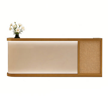 Curved Reception Desk 47-157 in Wide with LED Lighting & Transaction Counter for Salon