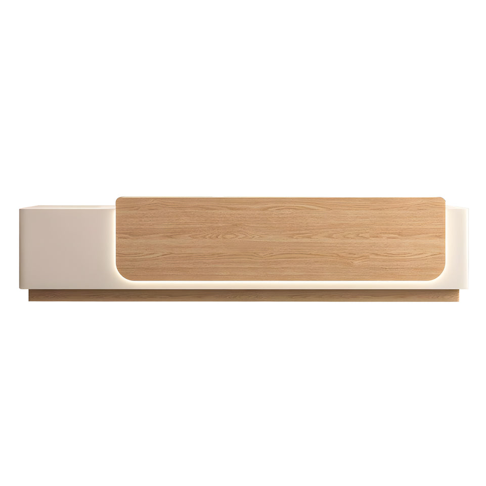 Retail Reception Desk 63-157 in Wide with File Drawers, LED Lighting & Transaction Counter
