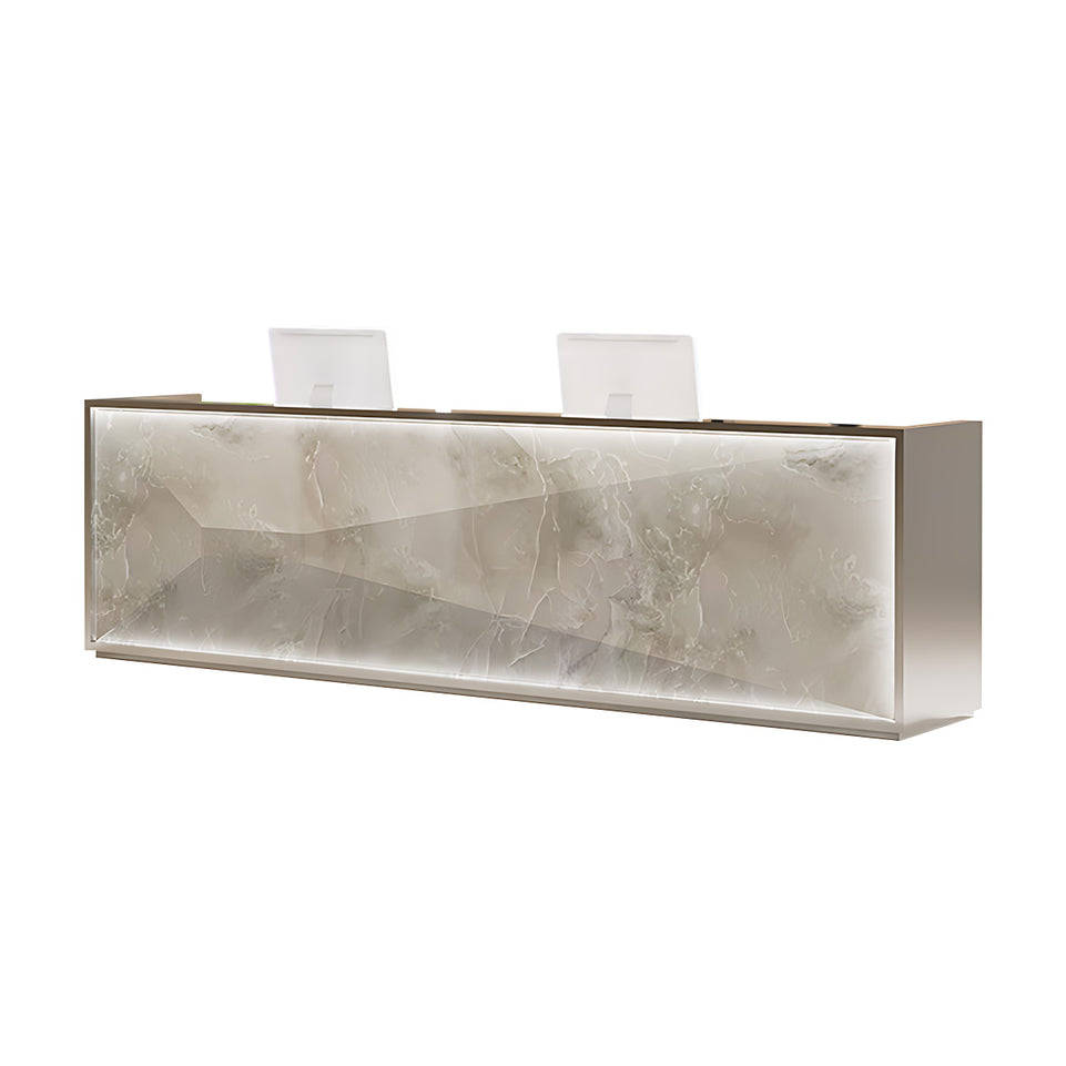 Stainless Steel Straight Reception Desk with Spacious Desktop and Multiple Drawers for Clothing Stores JDT-1018