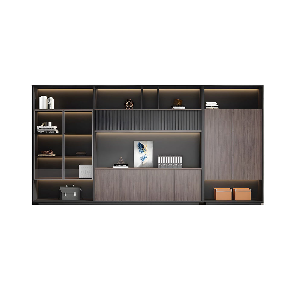 Modern Premium Multi-Functional Office Storage File Cabinet with Glass Doors and Hidden Storage for Executive Desk Background WJG-2168