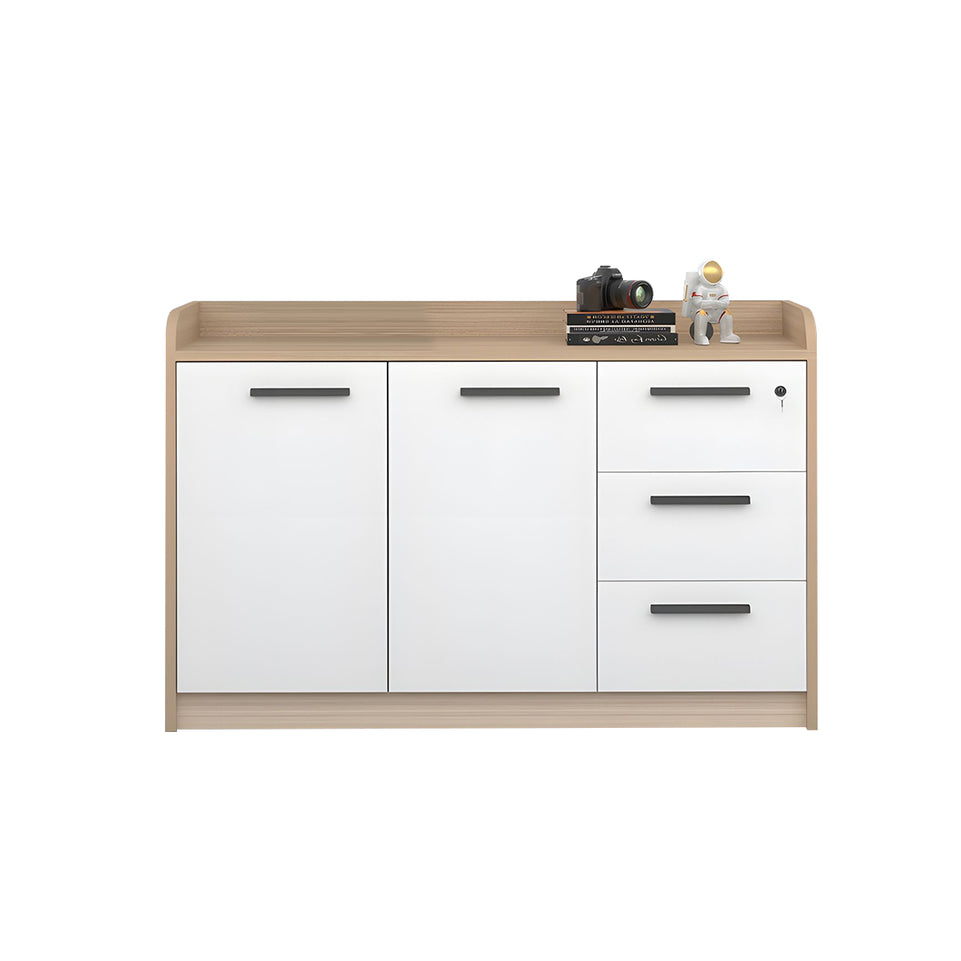 Premium Wooden Floor-Standing Office Tea Cabinet With Lockable Drawers And Spacious Storage For Office Essentials CWG-2163