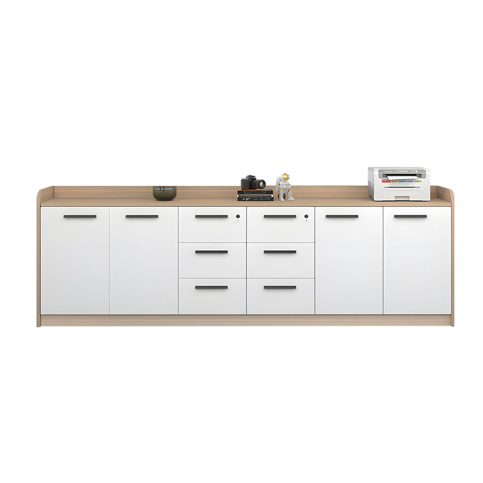 Premium Wooden Floor-Standing Office Tea Cabinet With Lockable Drawers And Spacious Storage For Office Essentials CWG-2163