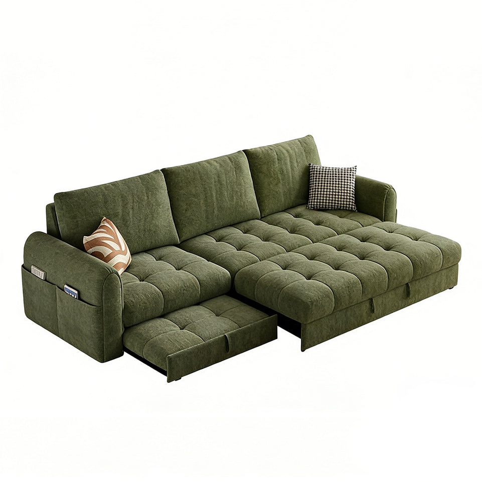 Luxurious Plush Chenille Sofa Bed with Storage for Small Living Rooms, Lounges, and Multifunctional Spaces BSF-2080