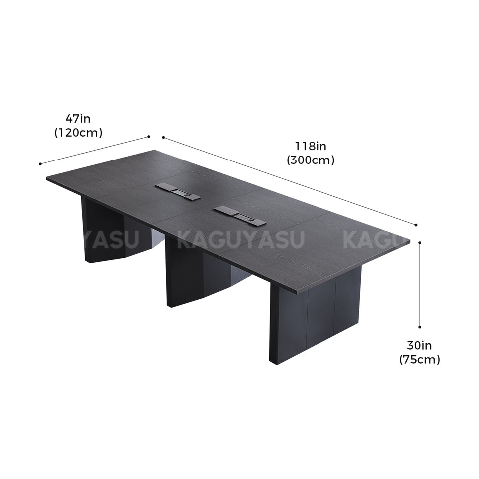 Large Conference Table with Built-In Power, Cable Management & Thick Sectioned Top
