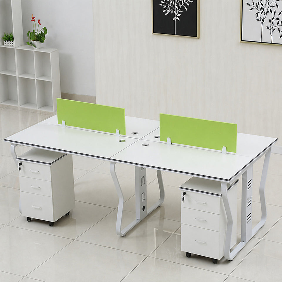 Modern Workstation Desk with Privacy Panels, Cable Management and Mobile Storage