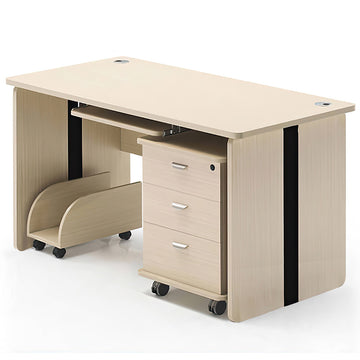 Office Workstation Desk with Cable Management, Lockable & Solid Wood for Home Office