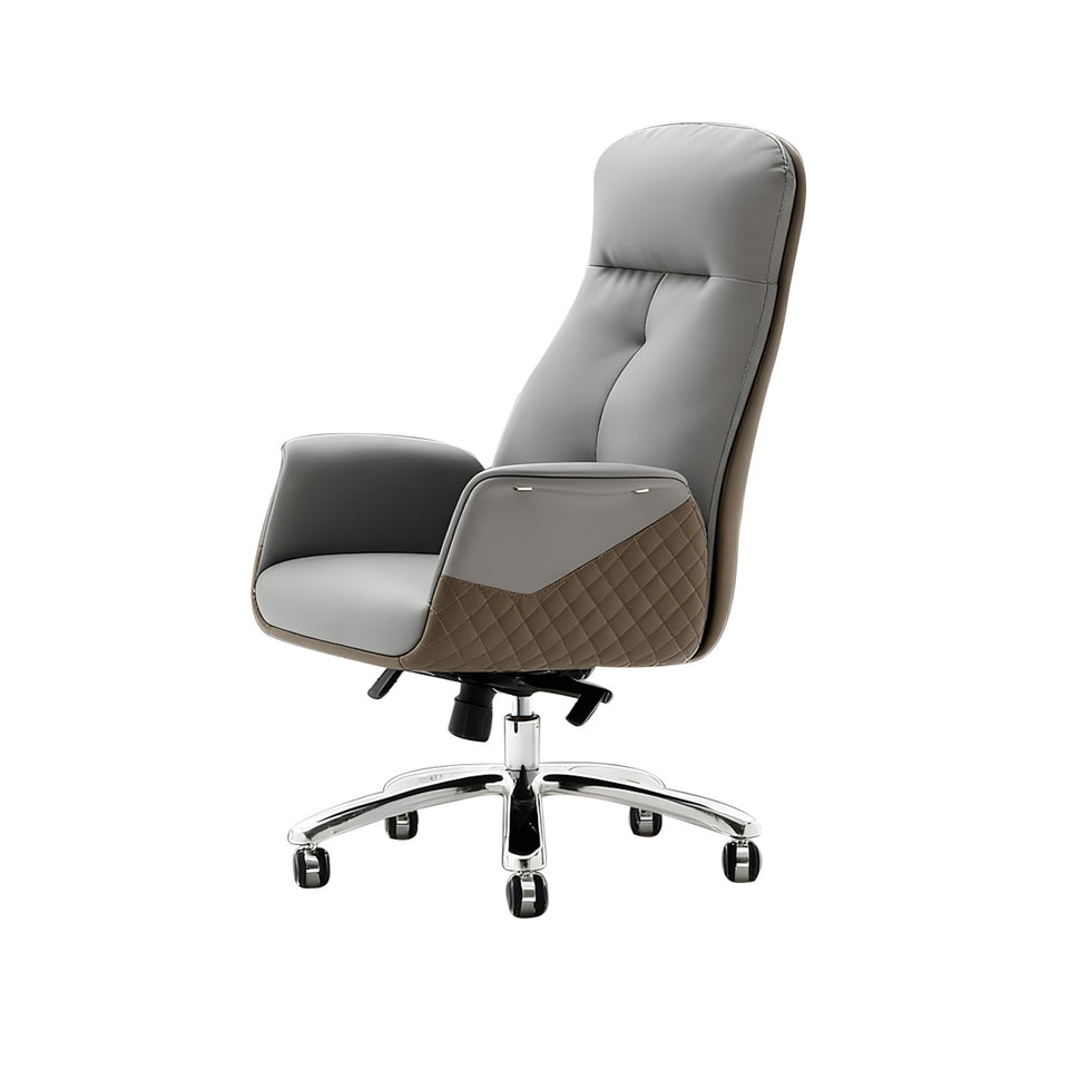 Modern Executive Desk with Wireless Charging, Built-In Outlets & Side Storage