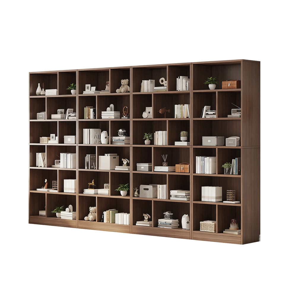 Spacious Floor-to-Ceiling Solid Wood Bookcase with Adjustable Shelves, Eco-Friendly Wood Cabinet for Home or Office CWG-2177