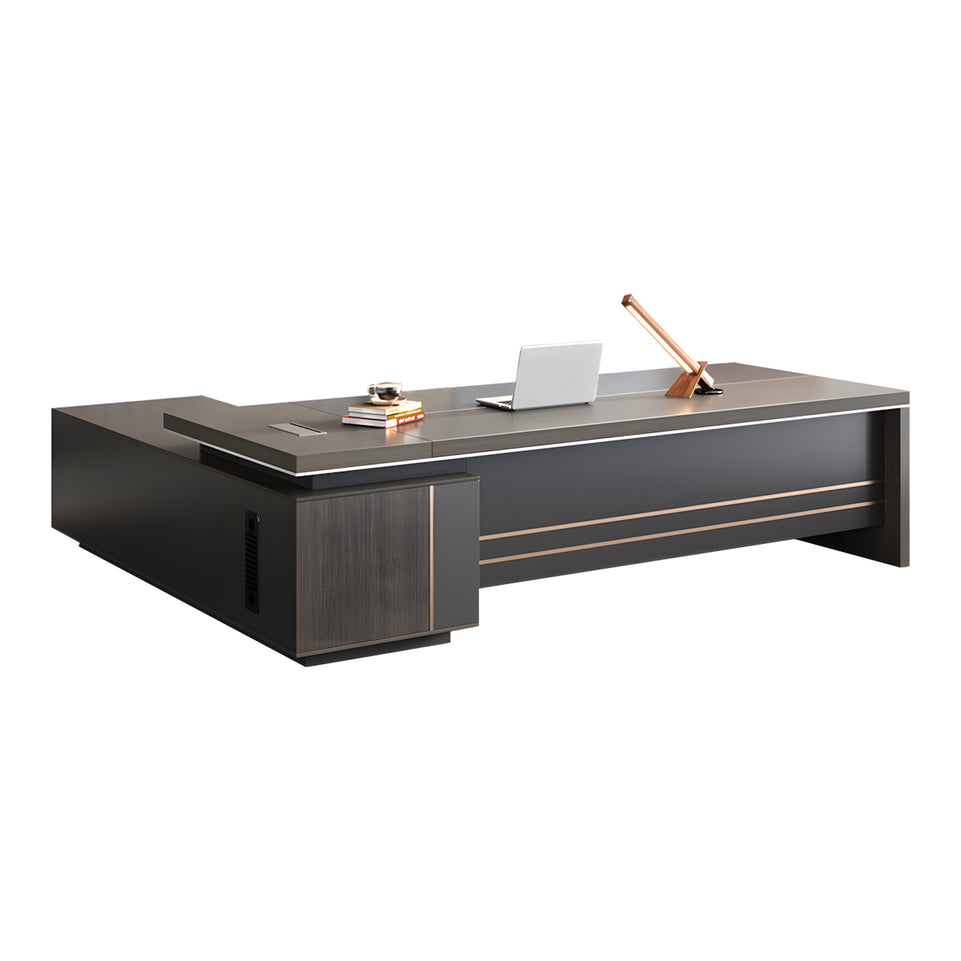 Contemporary Stylish L-Shaped Executive Desk with Side Storage Cabinet for Manager LBZ-605