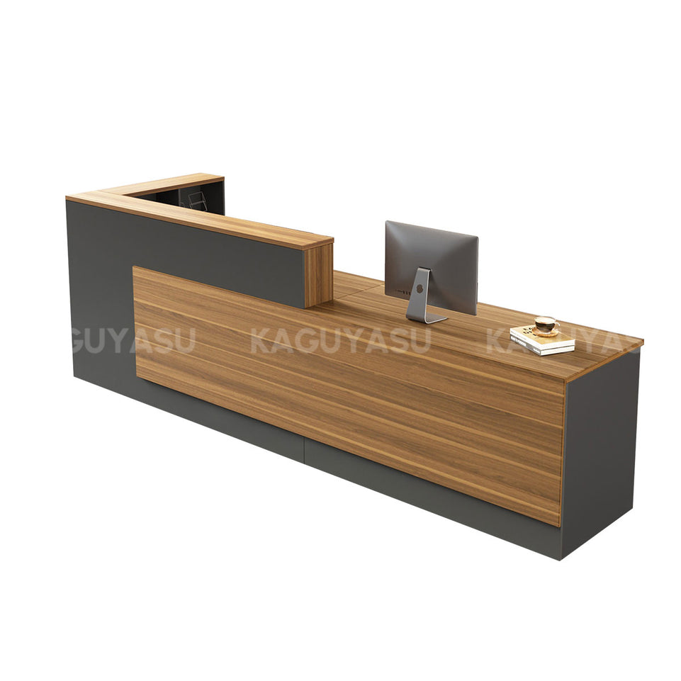 Modern L-Shaped Reception Desk with Side Storage and Drawers JDT-2215(In Stock)