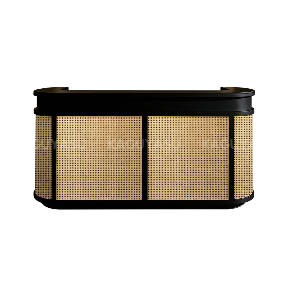 Rattan Reception Desk with Counter and Ample Storage for Lobby Retail Store Front Area JDT-144