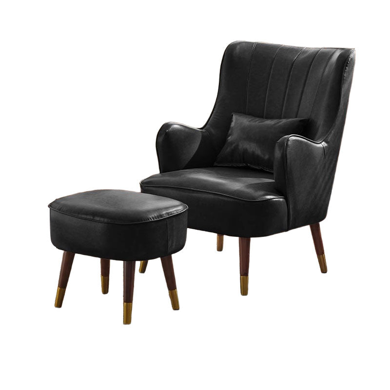 Elegant Nordic Accent Armchair–Faux Leather Texture, Linen Feel Fabric, And Solid Wood Legs JDJJ-2007