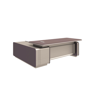 L-Shaped Desk with Built-In Outlets, Cable Management & LED Lighting