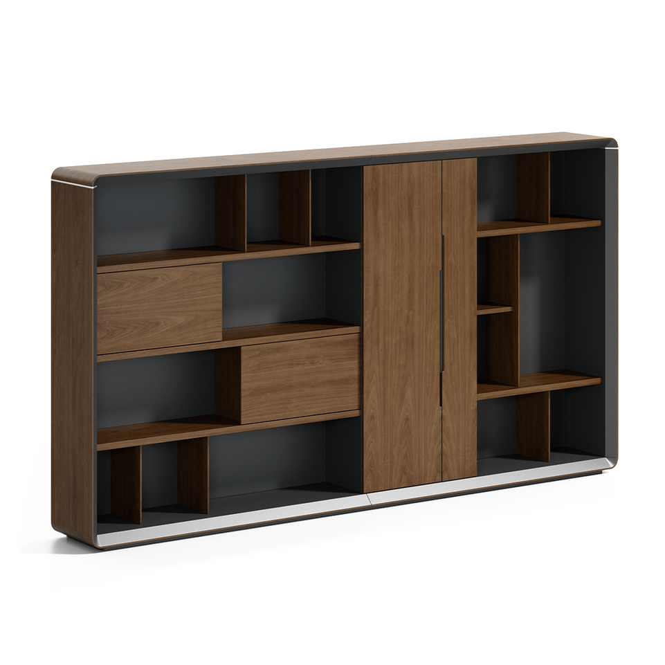 L Shaped Executive Desk with geometric design Mordern Wood Desk LBZ-2038