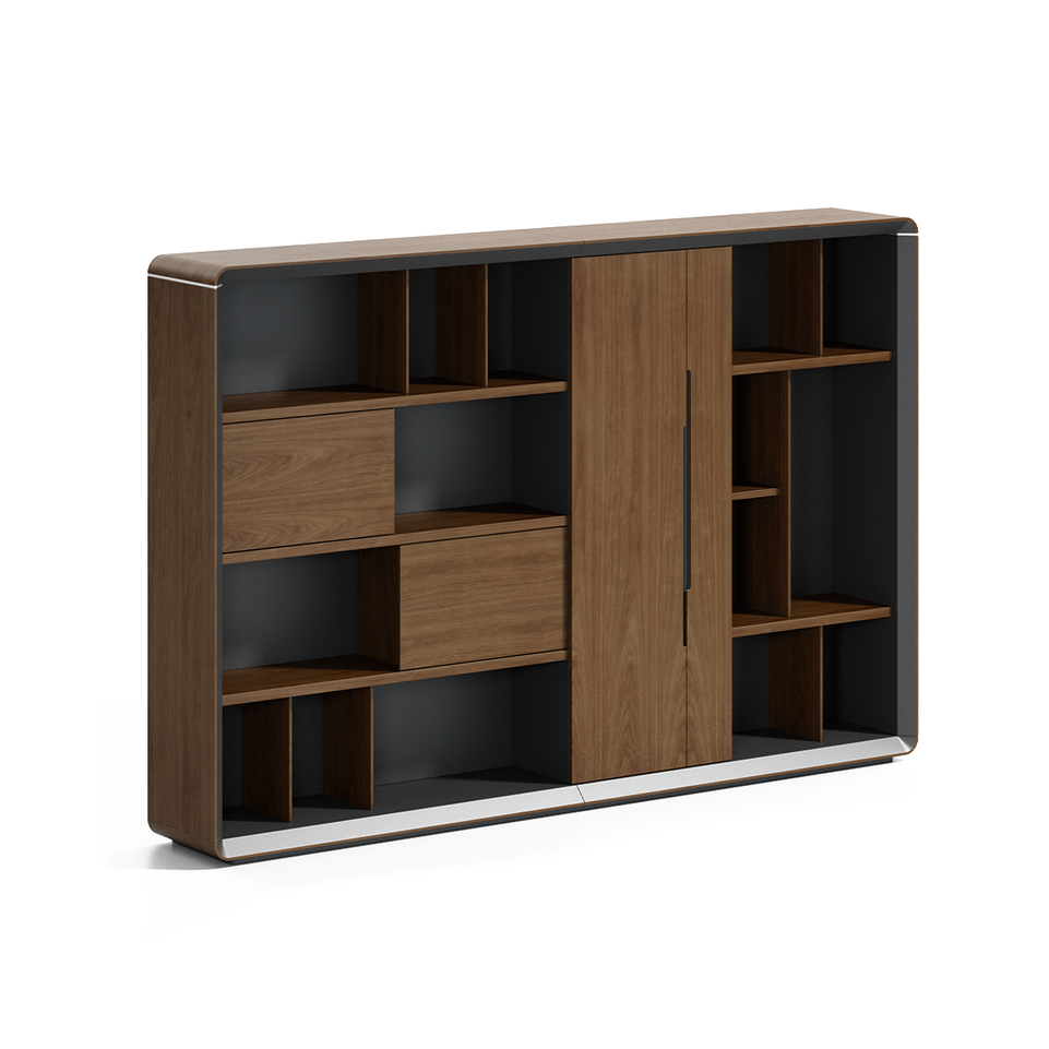 L Shaped Executive Desk with geometric design Mordern Wood Desk LBZ-2038