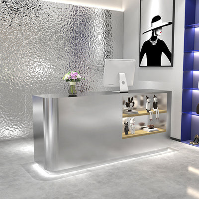 Chic Reception Desk Beauty Hair Salons Stainless Steel Checkout Counters Tailored Businesses JDT-1043