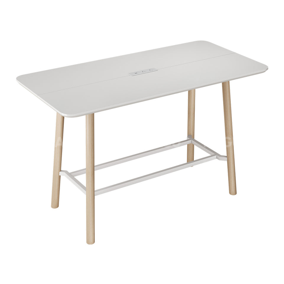 Bar Table with Built-In Power Outlet, 1.18-Inch Thick Top & Reinforced Legs