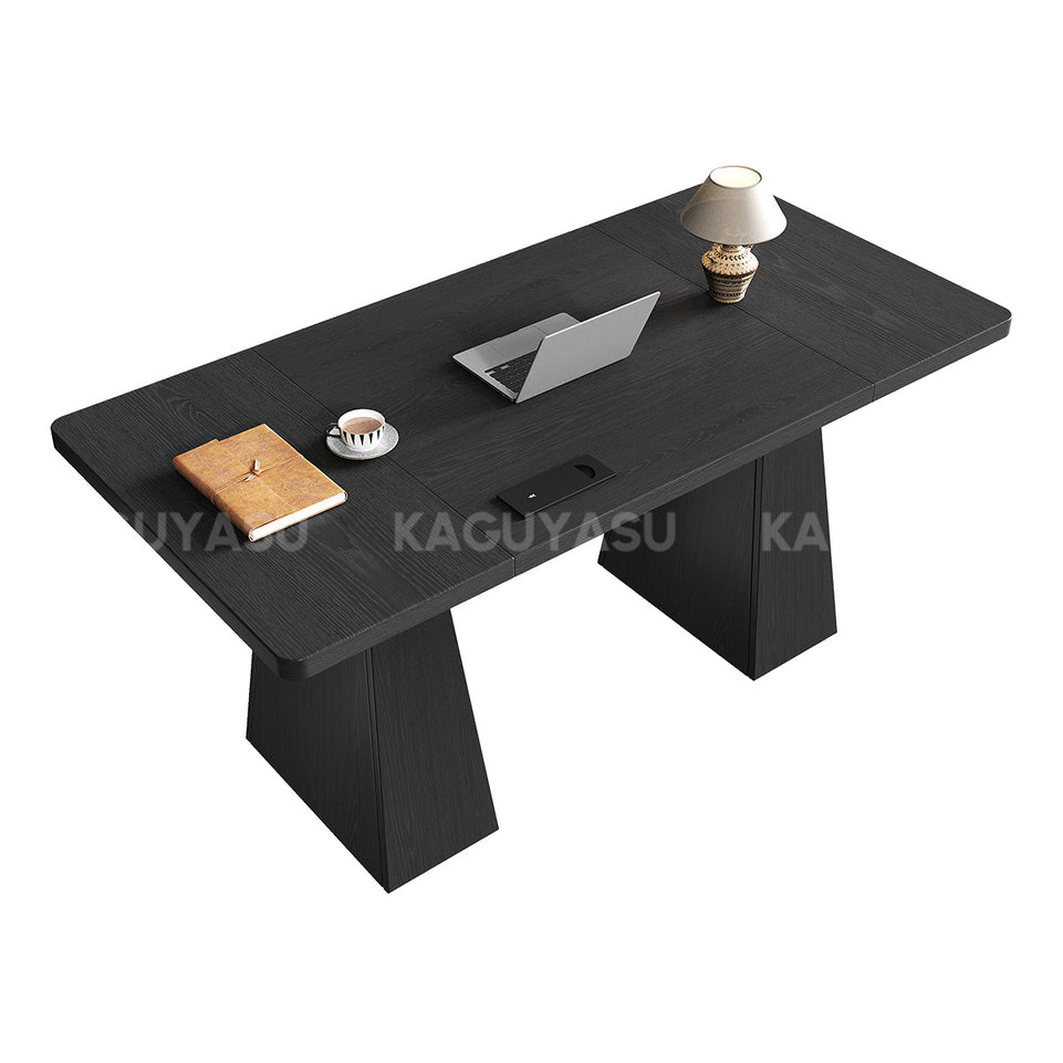 Office Desk with Built-In Power Hub, Reinforced Desktop and Steel-Wood Frame