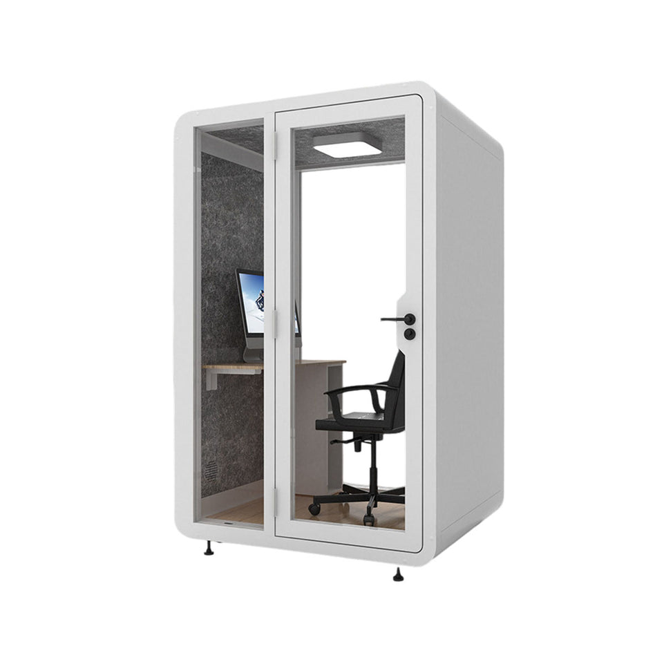 Portable Acoustic Pod with High-density Soundproof Panels, Tempered Glass, Ventilation System & Modular Steel Frame for Private Spaces