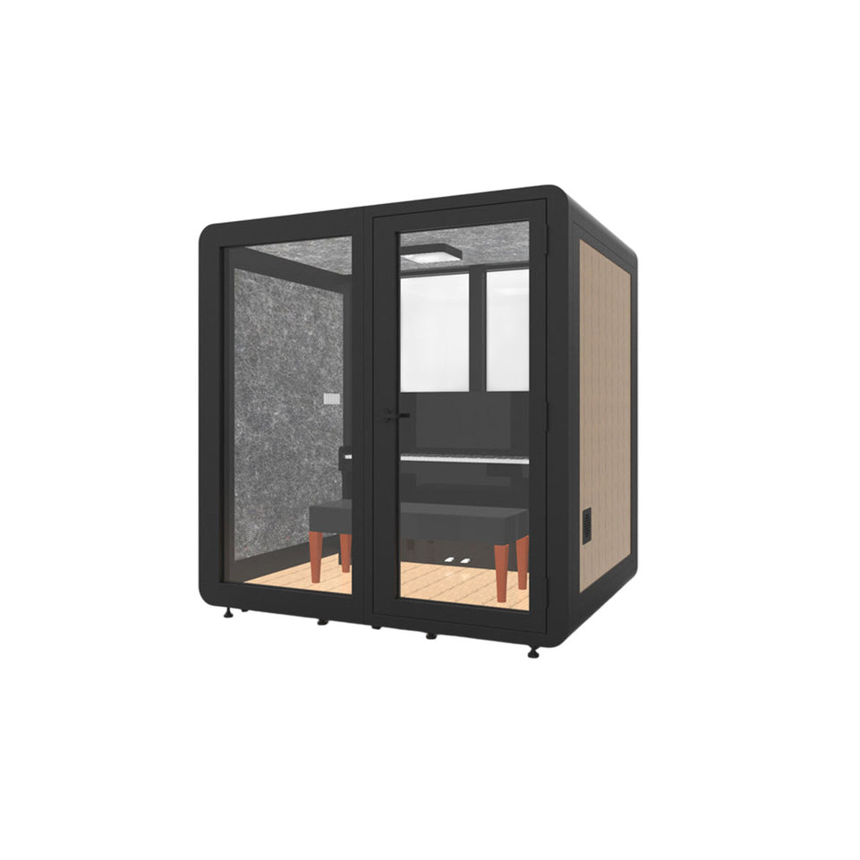 Portable Acoustic Pod with High-density Soundproof Panels, Tempered Glass, Ventilation System & Modular Steel Frame for Private Spaces