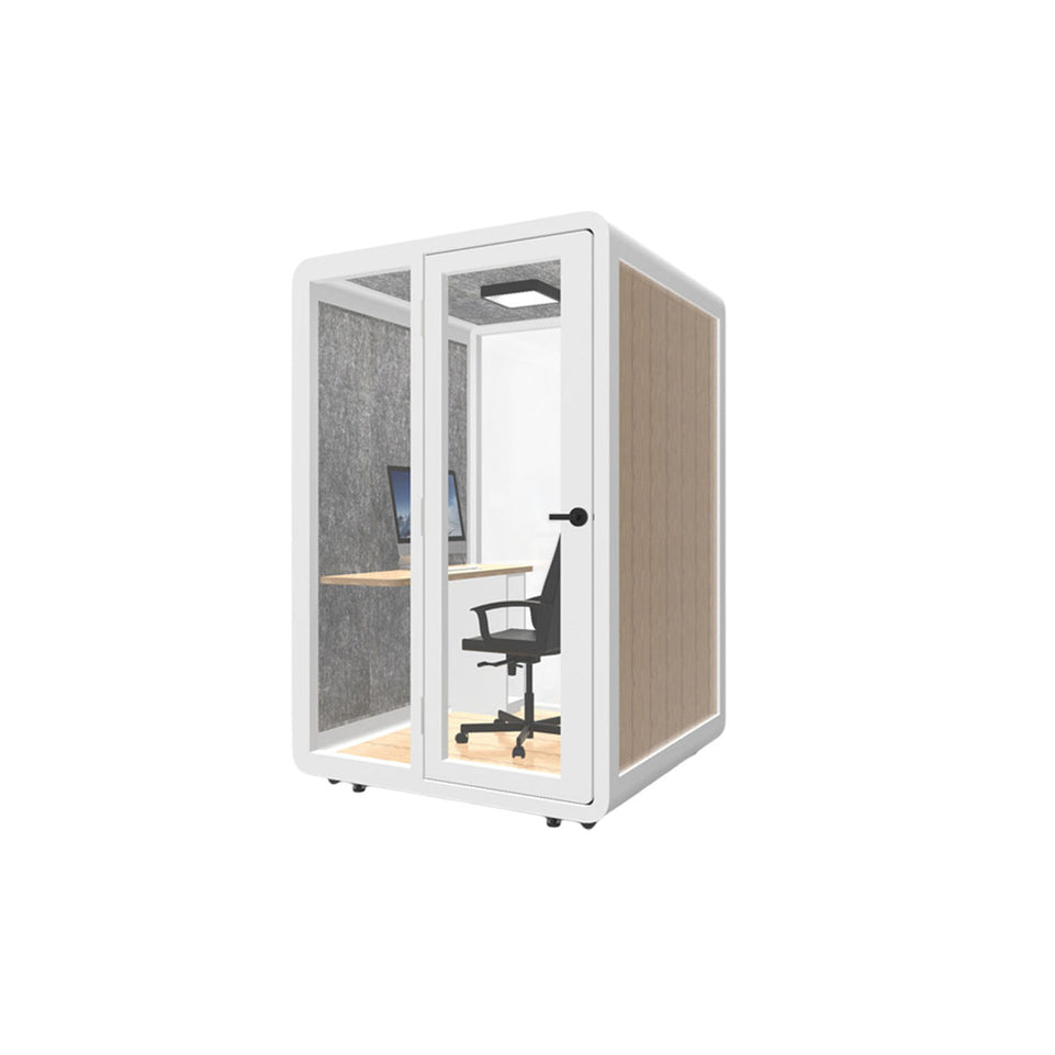 Portable Acoustic Pod with High-density Soundproof Panels, Tempered Glass, Ventilation System & Modular Steel Frame for Private Spaces