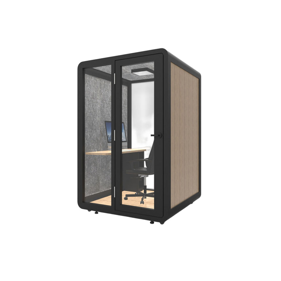 Portable Acoustic Pod with High-density Soundproof Panels, Tempered Glass, Ventilation System & Modular Steel Frame for Private Spaces