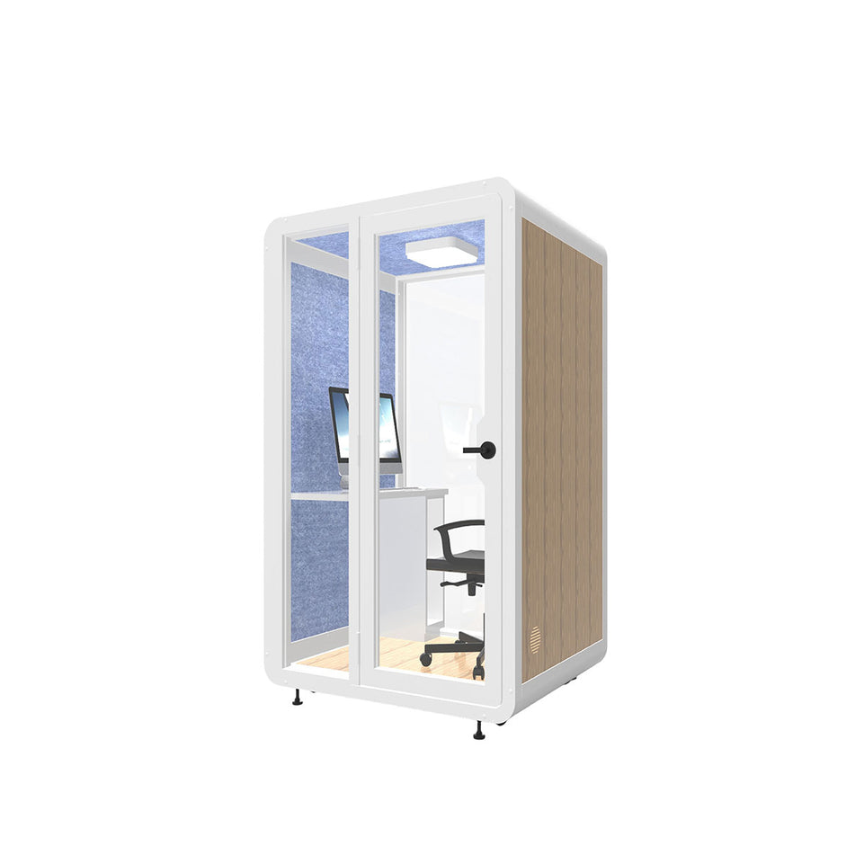 Portable Acoustic Pod with High-density Soundproof Panels, Tempered Glass, Ventilation System & Modular Steel Frame for Private Spaces