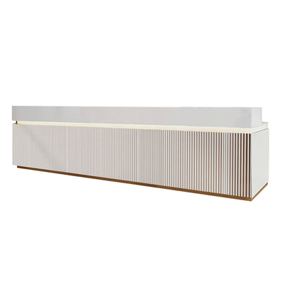 Modern Grille Front Reception Desk For Cafes, Tea Shops, And Restaurants With Dual Wide Countertop JDT-2242