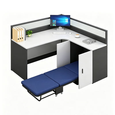 Office Workstation Desk with Side Storage, Folding & Privacy Panel for Home Office