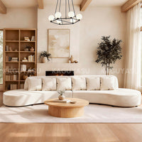 The Serpentine Curve: Premium Cream Sectional Sofa SZ-SF-0004