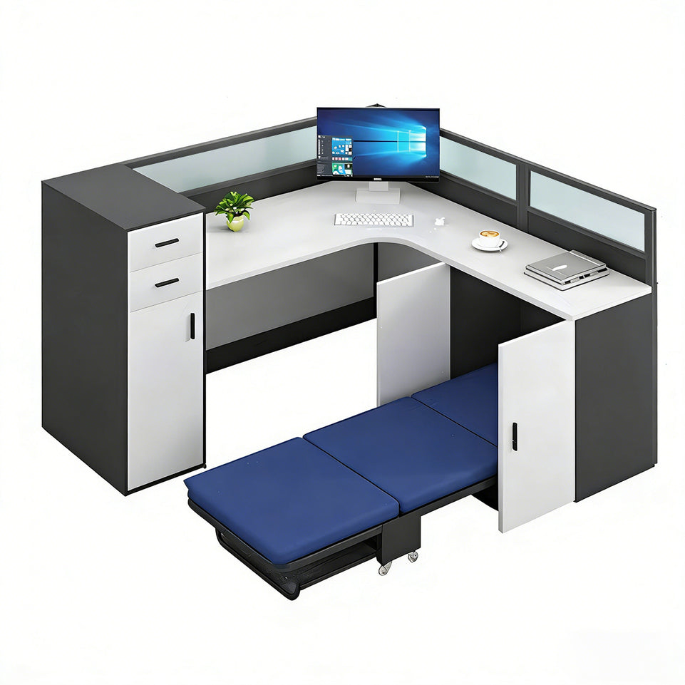 Versatile Workstation with Foldable Napping Bed – Modern Office Desk and Chair Combo  BGZ-K001