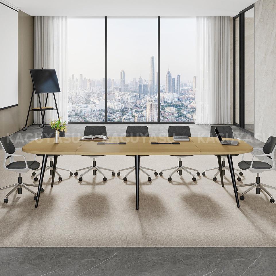 Spacious Conference Table with Built-In Power Outlet, Sectional Top and Rounded Edges