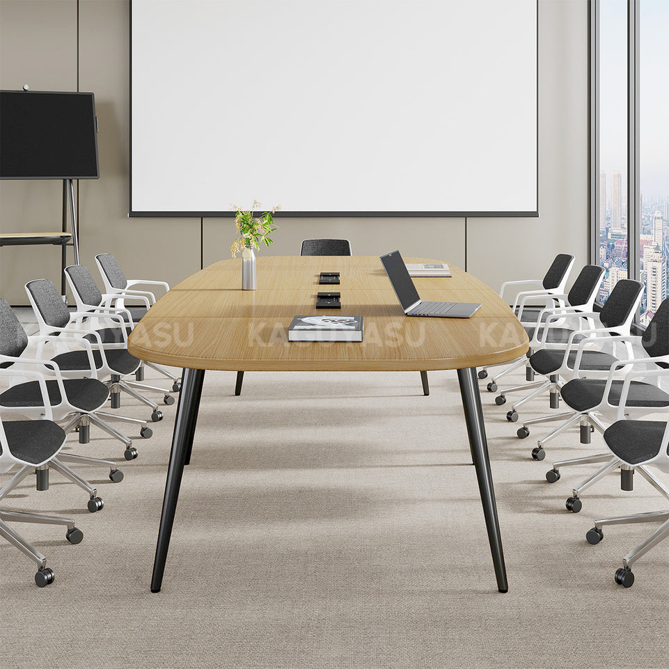 Spacious Conference Table with Built-In Power Outlet, Sectional Top and Rounded Edges