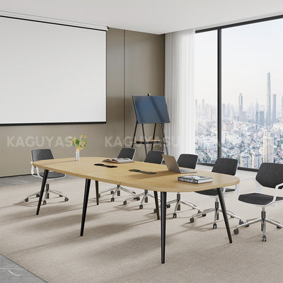 Spacious Conference Table with Built-In Power Outlet, Sectional Top and Rounded Edges