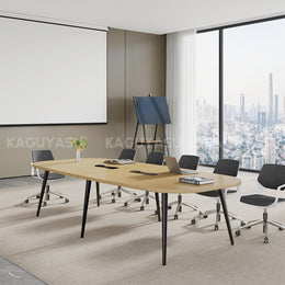 Spacious Conference Table with Built-In Power Outlet, Sectional Top and Rounded Edges