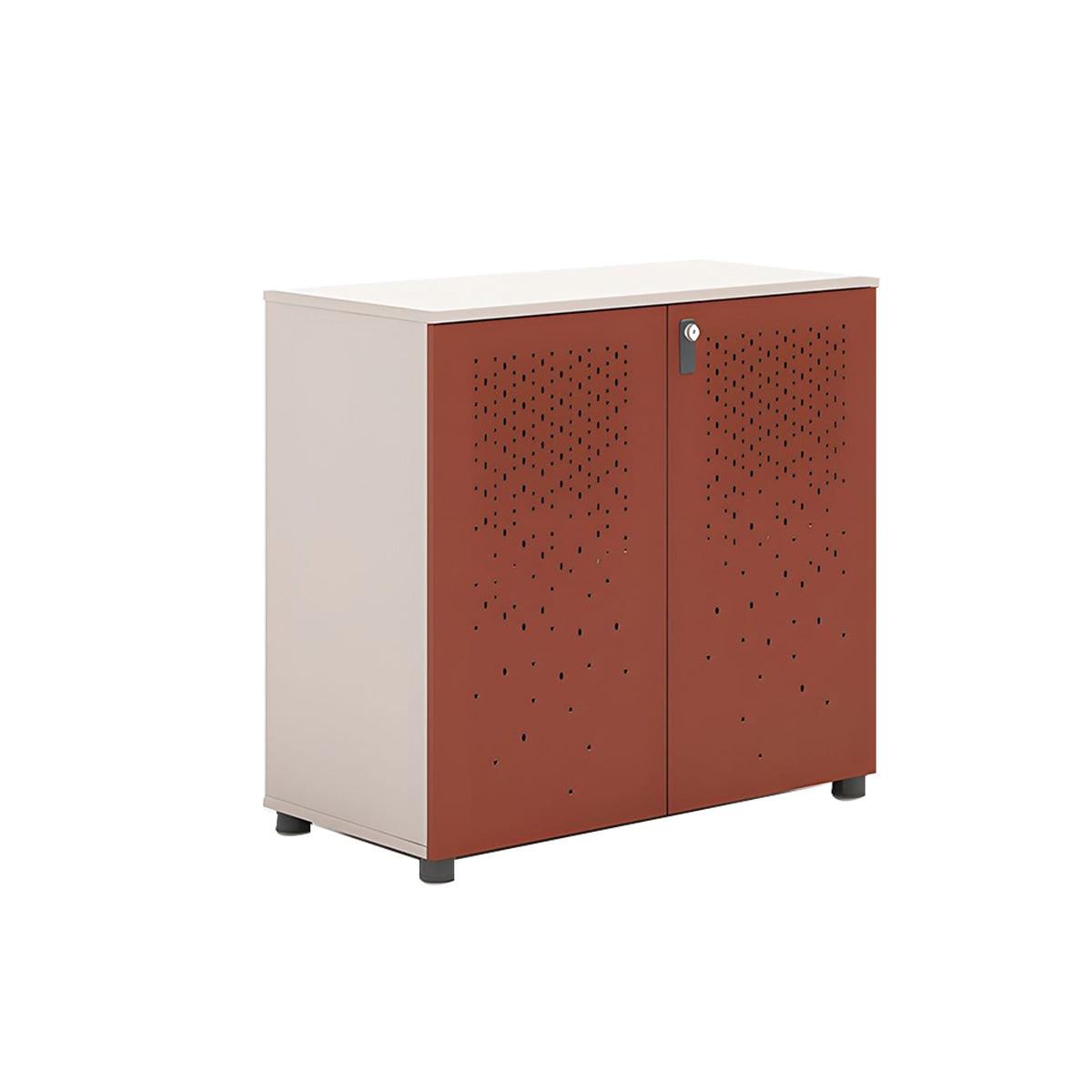 Sleek Lockable Metal Wood Cabinet for Office Storage, Adjustable Shelves, Durable Steel Doors, Spacious Partitioned Organizer CWG-2173