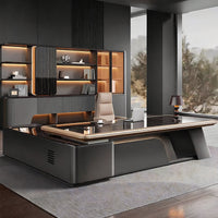 Modern Office Furniture Warm-Toned Executive Desk Boss Table with Side Cabinet L-Shape Corner Desk LBZ-1094