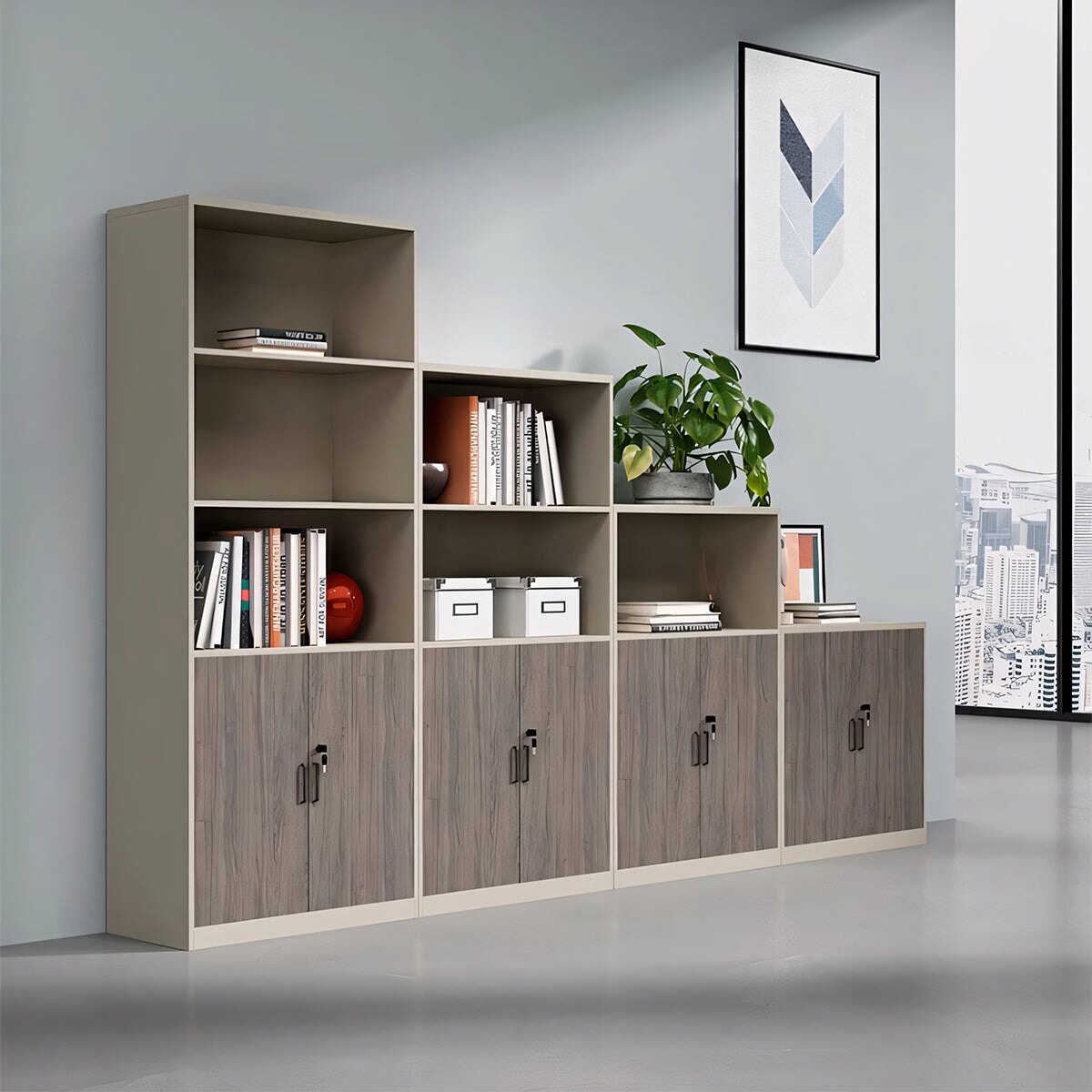 Simple Modern Walnut Office File Cabinets with Key Lock and Dividers  CWG-K061