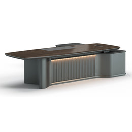 U-Shaped Executive Desk 94-142 in Wide with Lumbar Support for Home Office