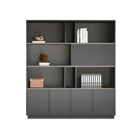Storage Cabinet, Dark Wood-Toned Without LED Strip, Dark Wood-Toned finish, L63" x W16" x H79", for office storage space, office storage furniture