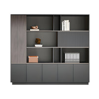 Storage Cabinet, Dark Wood-Toned Without LED Strip, Dark Wood-Toned finish, L79" x W16" x H79", for office storage space, office storage furniture