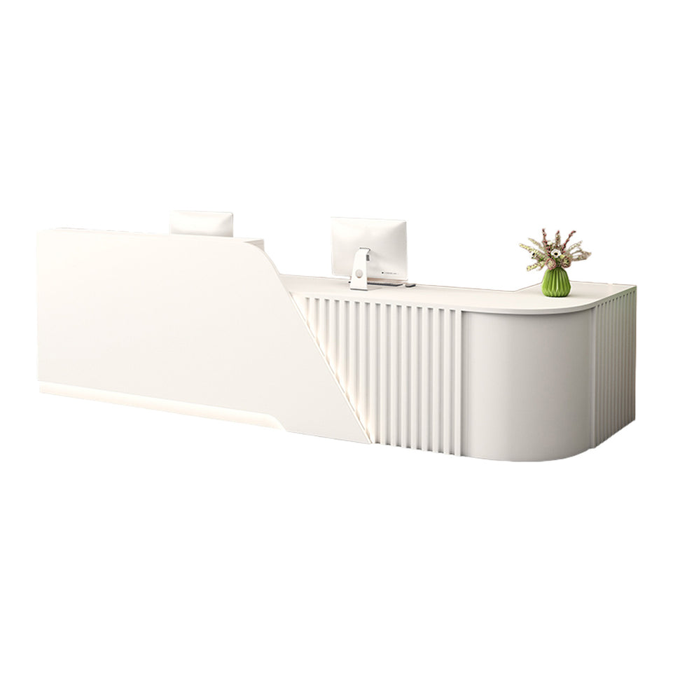 Modern Corner Reception Desk With Lockable Drawer And Keyboard Tray For Salon And Retail Spaces JDT-2248（In Stock）