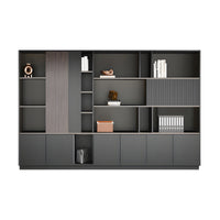 Storage Cabinet, Dark Wood-Toned Without LED Strip, Dark Wood-Toned finish, L110" x W16" x H79", for office storage space, office storage furniture