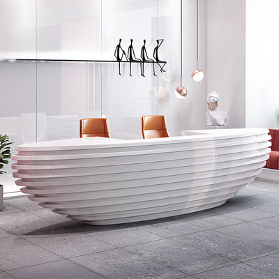 Boat-Shaped Reception Desk with Keyboard Tray and Drawer for Stores JDT-1021